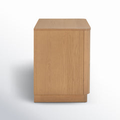 Nightstand with 2 Drawers in Natural Rubberwood and MDF