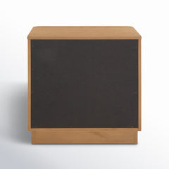 Nightstand with 2 Drawers in Natural Rubberwood and MDF