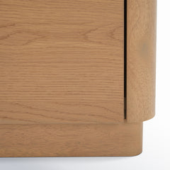 Nightstand with 2 Drawers in Natural Rubberwood and MDF