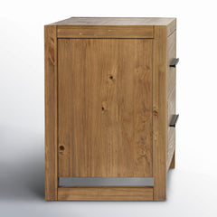 Nightstand with 2 Drawers in Natural Solid Pine Wood