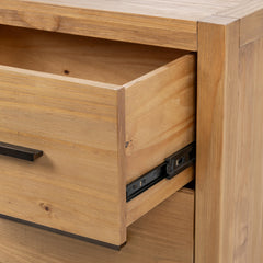Nightstand with 2 Drawers in Natural Solid Pine Wood
