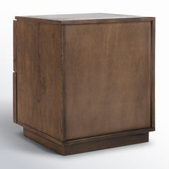 Nightstand with 2 Drawers in Solid and Engineered Wood, Medium Oak