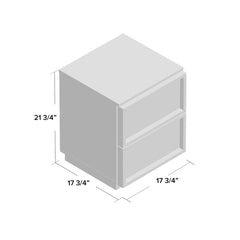 Nightstand with 2 Drawers in Solid and Engineered Wood, Medium Oak
