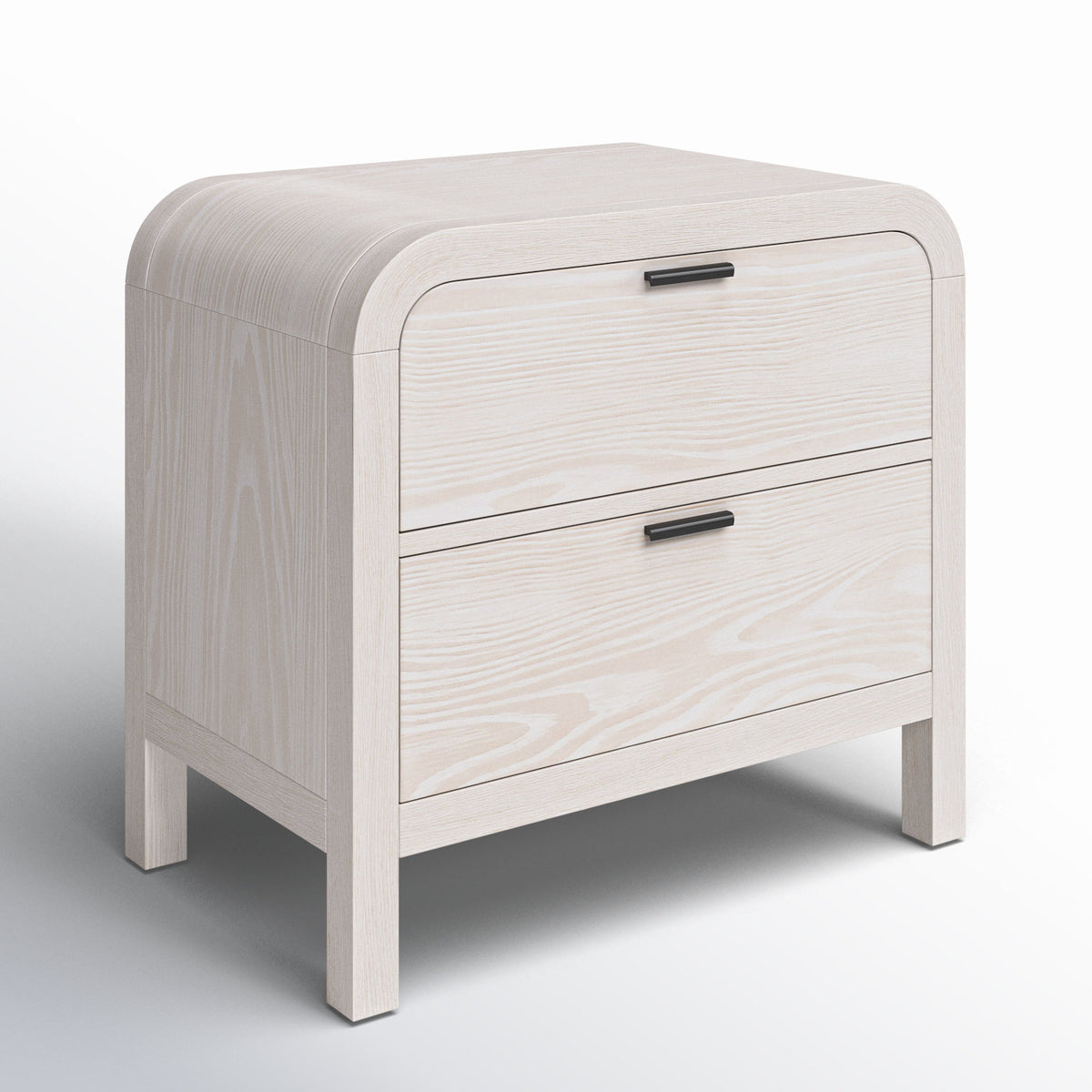 Nightstand with 2 Drawers in Solid and Manufactured Wood, White