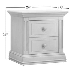 Nightstand with 2 Drawers in Stone Gray Poplar Wood and White Handles