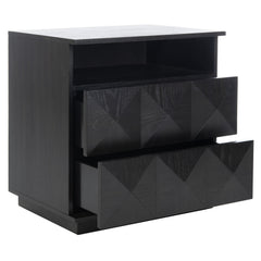 Nightstand with 2 Soft-Close Drawers and Open Shelf in Black