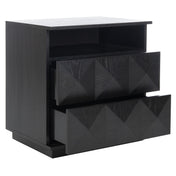 Nightstand with 2 Soft-Close Drawers and Open Shelf in Black