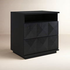 Nightstand with 2 Soft-Close Drawers and Open Shelf in Black
