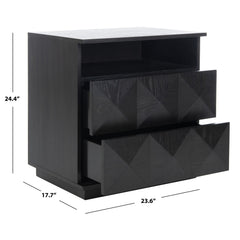 Nightstand with 2 Soft-Close Drawers and Open Shelf in Black