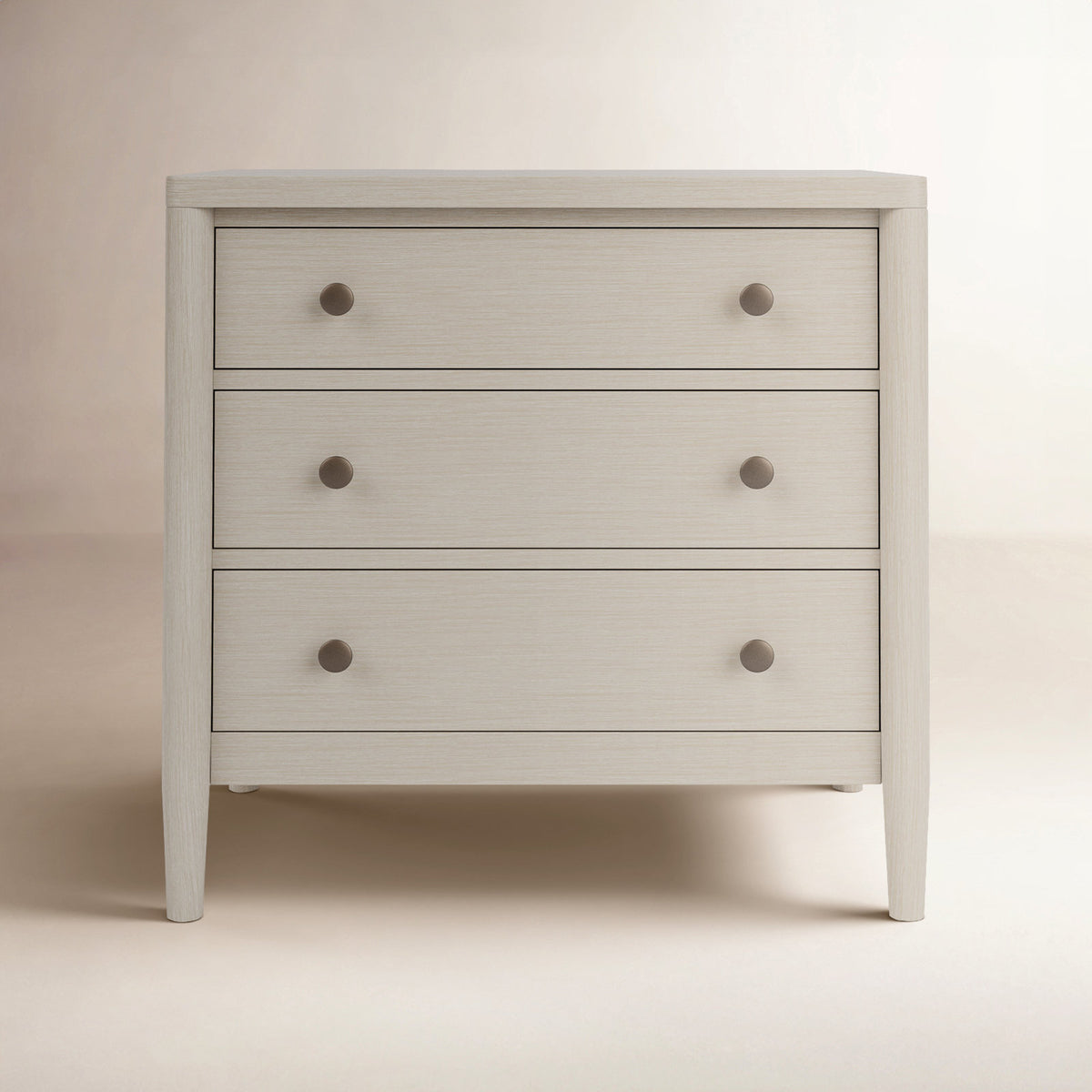 Nightstand with 3 Drawers and Built-In Outlet in Oak
