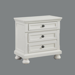 Nightstand with 3 Drawers and USB Ports, Oyster White