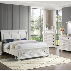 Nightstand with 3 Drawers and USB Ports, Oyster White