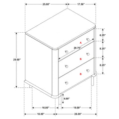 Nightstand with 3 Drawers and Wood Top