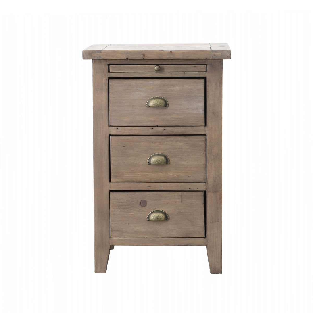 Nightstand with 3 Drawers in Brown Reclaimed Pine