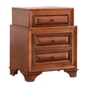 Nightstand with 3 Drawers in Oak Solid and Manufactured Wood