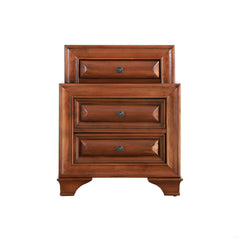 Nightstand with 3 Drawers in Oak Solid and Manufactured Wood