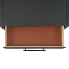 Nightstand with 3 Drawers in Solid and Engineered Wood, Black