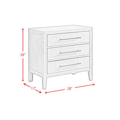 Nightstand with 3 Drawers in Solid and Engineered Wood, Black