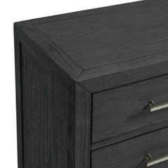 Nightstand with 3 Drawers in Solid and Engineered Wood, Black