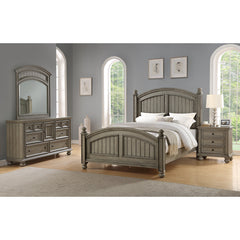 Nightstand with 3 Drawers in Solid and Engineered Wood with Bun Feet
