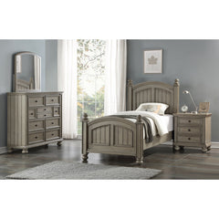 Nightstand with 3 Drawers in Solid and Engineered Wood with Bun Feet