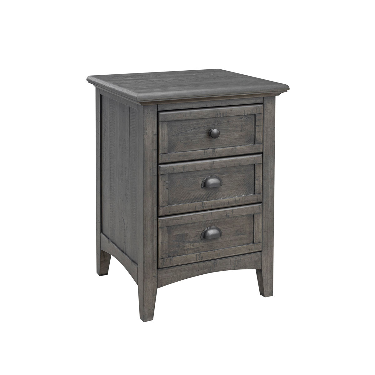 Nightstand with 3 Drawers in Solid Wood, Gray