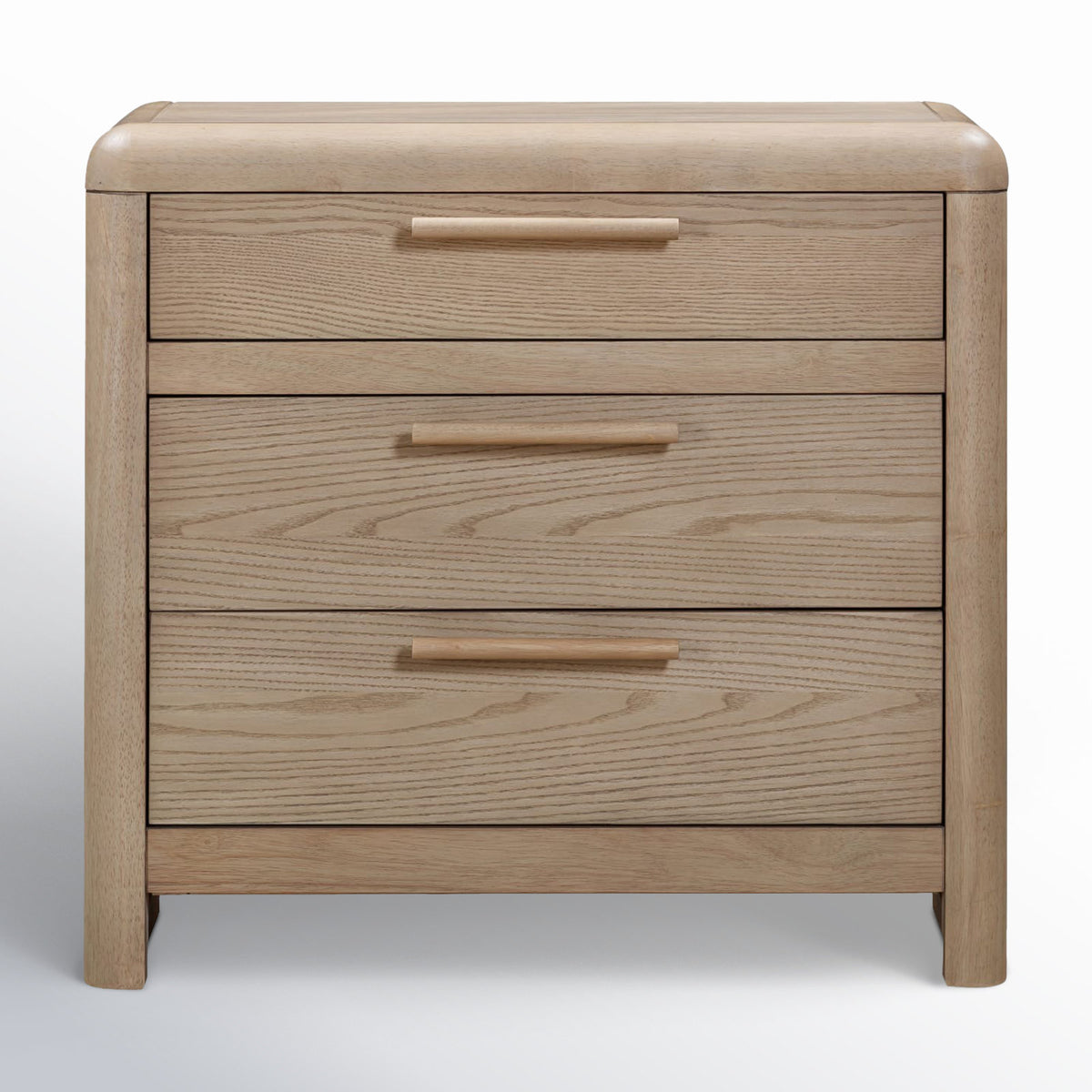 Nightstand with 3 Drawers in Tan Solid Wood