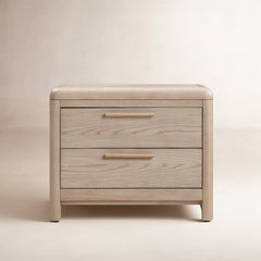 Nightstand with 3 Drawers in Tan Solid Wood