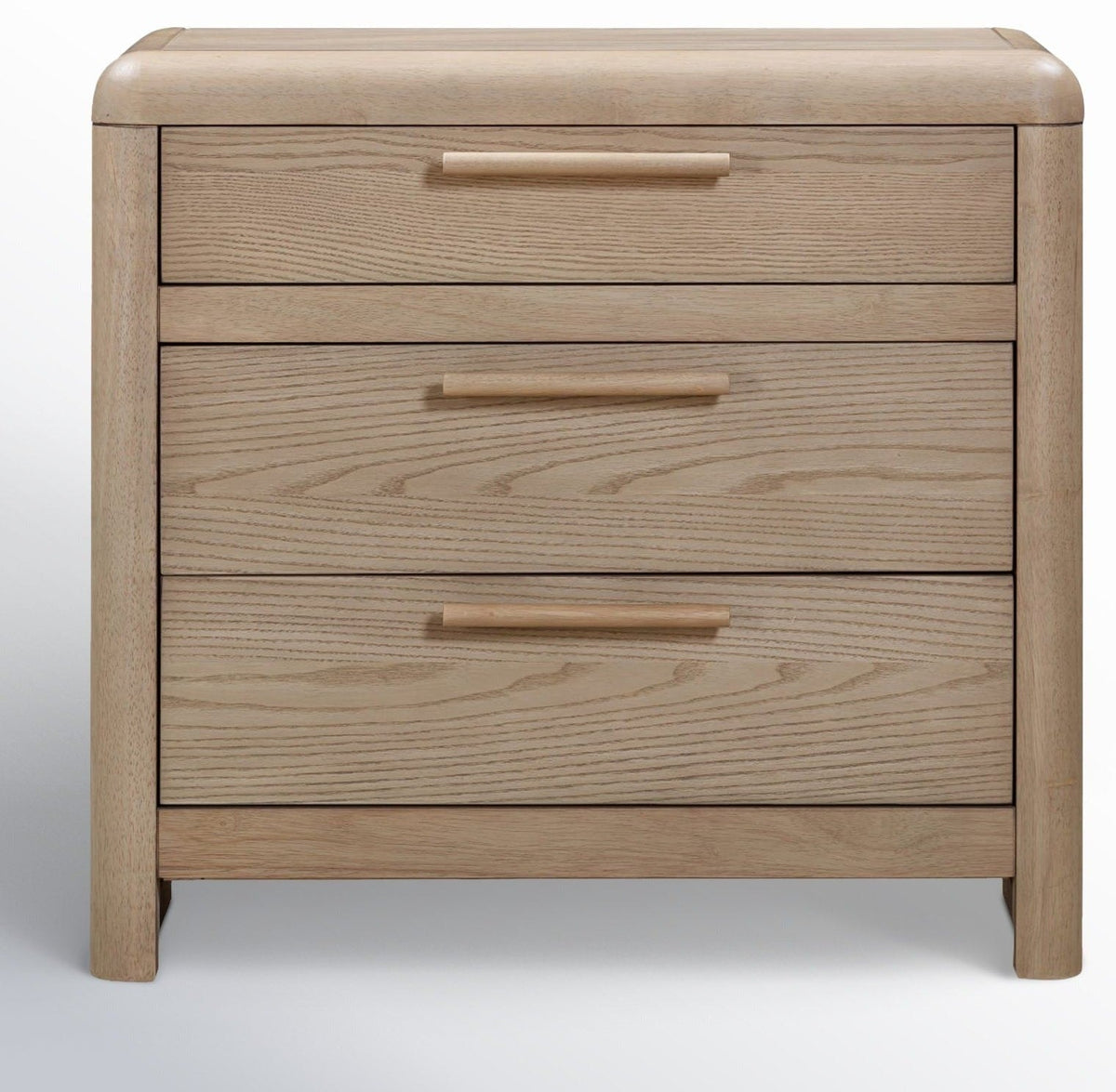 Nightstand with 3 Drawers in Tan Solid Wood