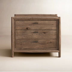 Nightstand with 3 Drawers in Weathered Oak