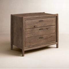 Nightstand with 3 Drawers in Weathered Oak