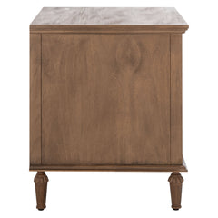 Nightstand with 3 Drawers, Mahogany Solid Wood and MDF, Brown