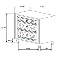 Nightstand with 3 Drawers, Velvet Upholstered, Dual USB Ports, Metal Legs