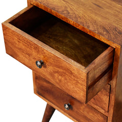 Nightstand with 4 Drawers, Mango Wood Frame, Brown