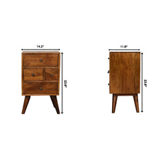 Nightstand with 4 Drawers, Mango Wood Frame, Brown
