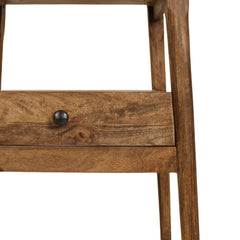 Nightstand with Drawer and Open Shelf, Mango Wood, Brown