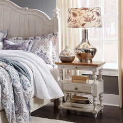 Nightstand with Drawer and Shelves, Wood, White and Brown
