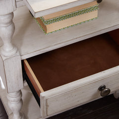 Nightstand with Drawer and Shelves, Wood, White and Brown