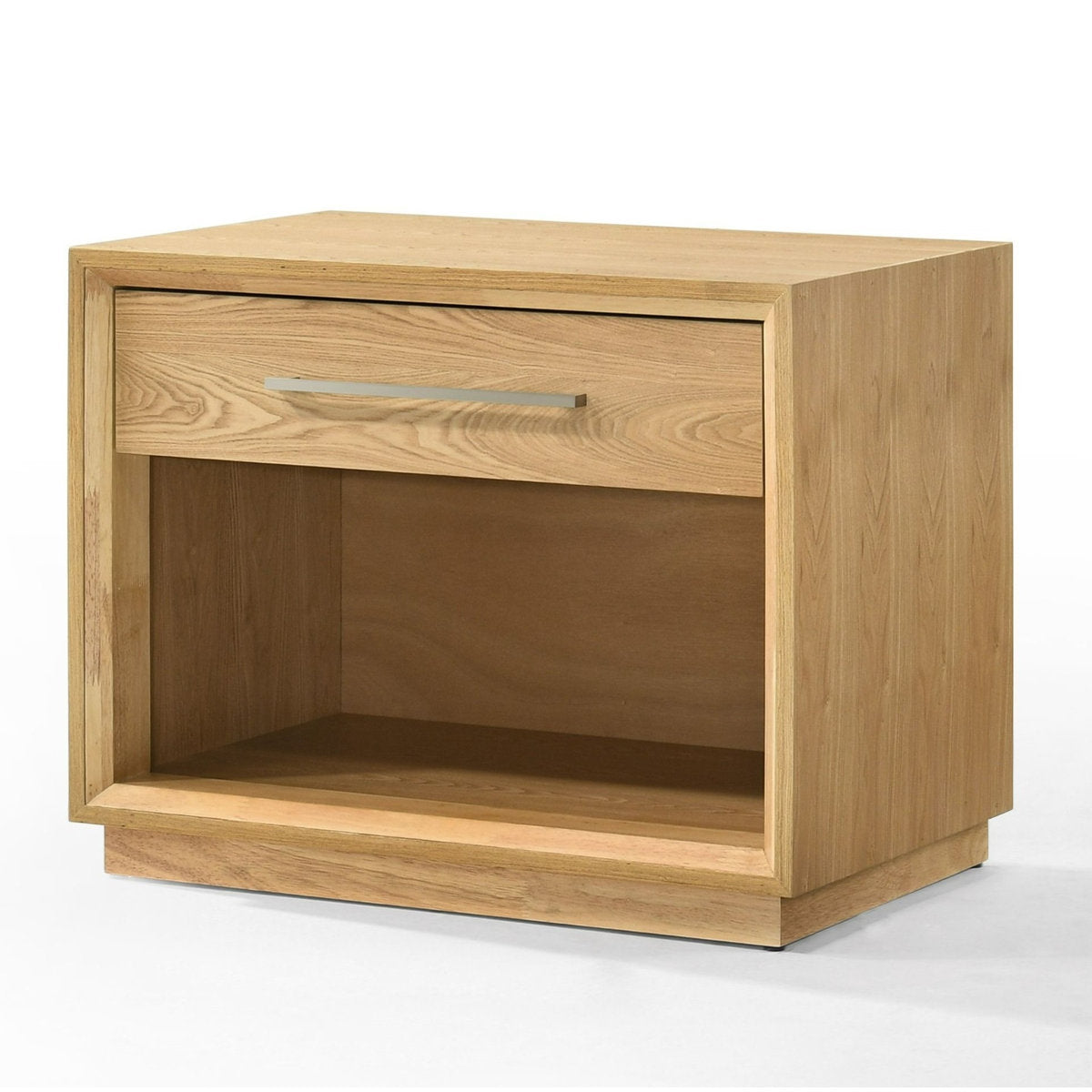 Nightstand with Soft-Close Drawer and Open Cupboard, Solid and Manufactured Wood