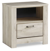 Nightstand with USB Charging, Engineered Wood, 1 Drawer, White Finish
