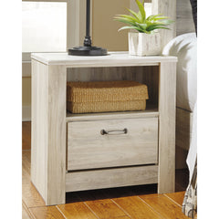 Nightstand with USB Charging, Engineered Wood, 1 Drawer, White Finish