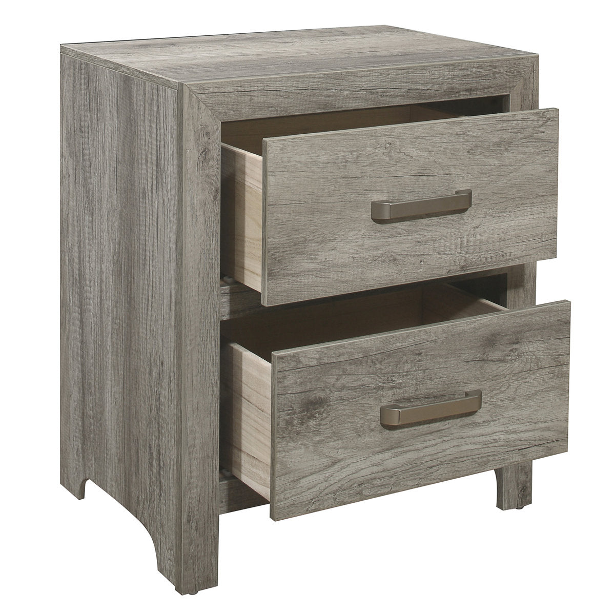 Nightstand, Wood Frame and Top, Drawer Storage, Black Handles, 24 In. Wide