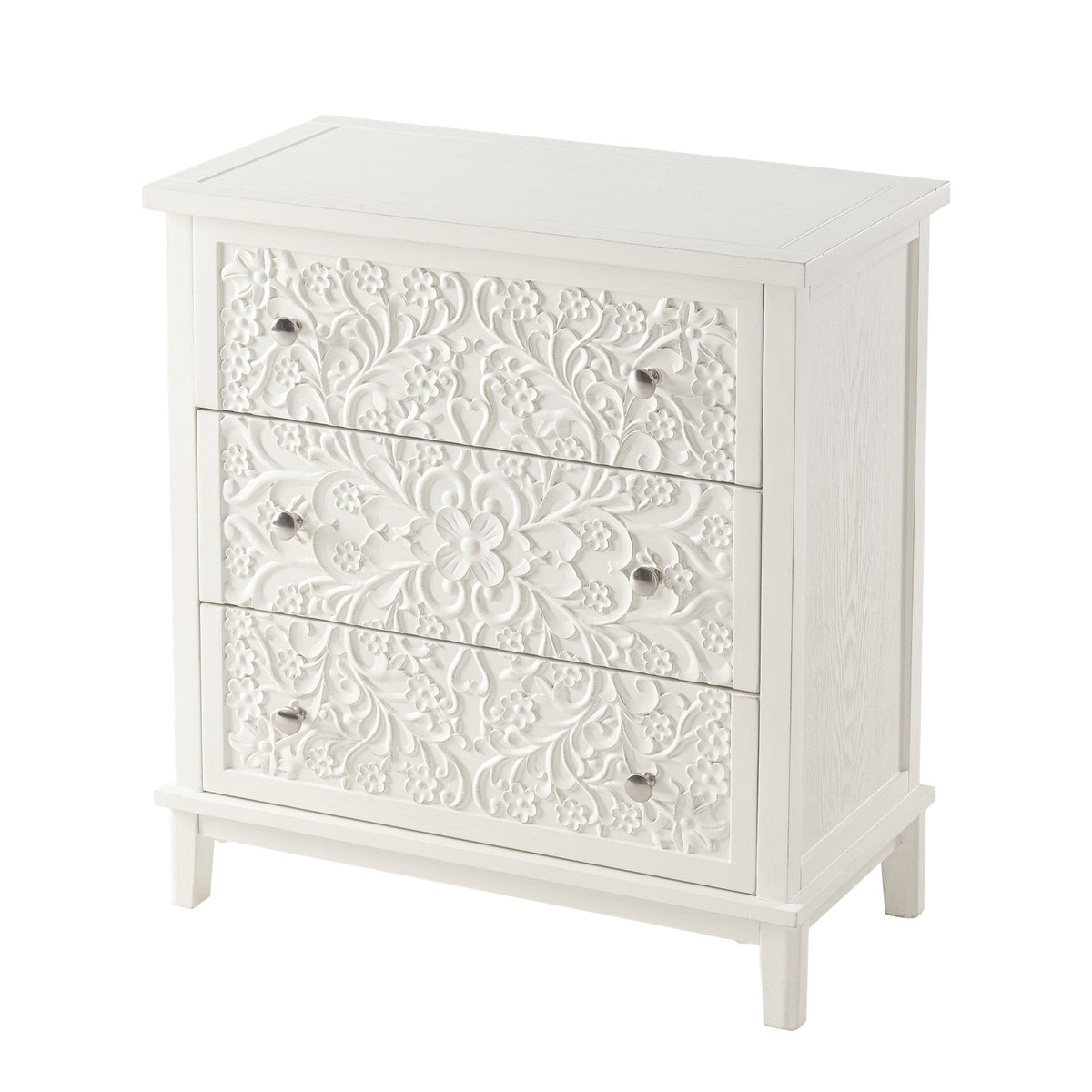 Nightstand, Wood with Distressed Finish, White