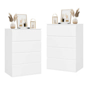 Nightstands, Set of 2, 4-Drawer MDF with Manufactured Wood Top in White