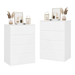 Nightstands, Set of 2, 4-Drawer MDF with Manufactured Wood Top in White