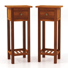 Nightstands, Set of 2, MDF Frame, Natural, One Drawer and Shelf