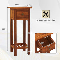Nightstands, Set of 2, MDF Frame, Natural, One Drawer and Shelf