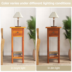 Nightstands, Set of 2, MDF Frame, Natural, One Drawer and Shelf
