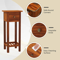 Nightstands, Set of 2, MDF Frame, Natural, One Drawer and Shelf