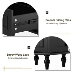 Nightstands, Set of 2, Solid and Engineered Wood, 2 Drawers, Black